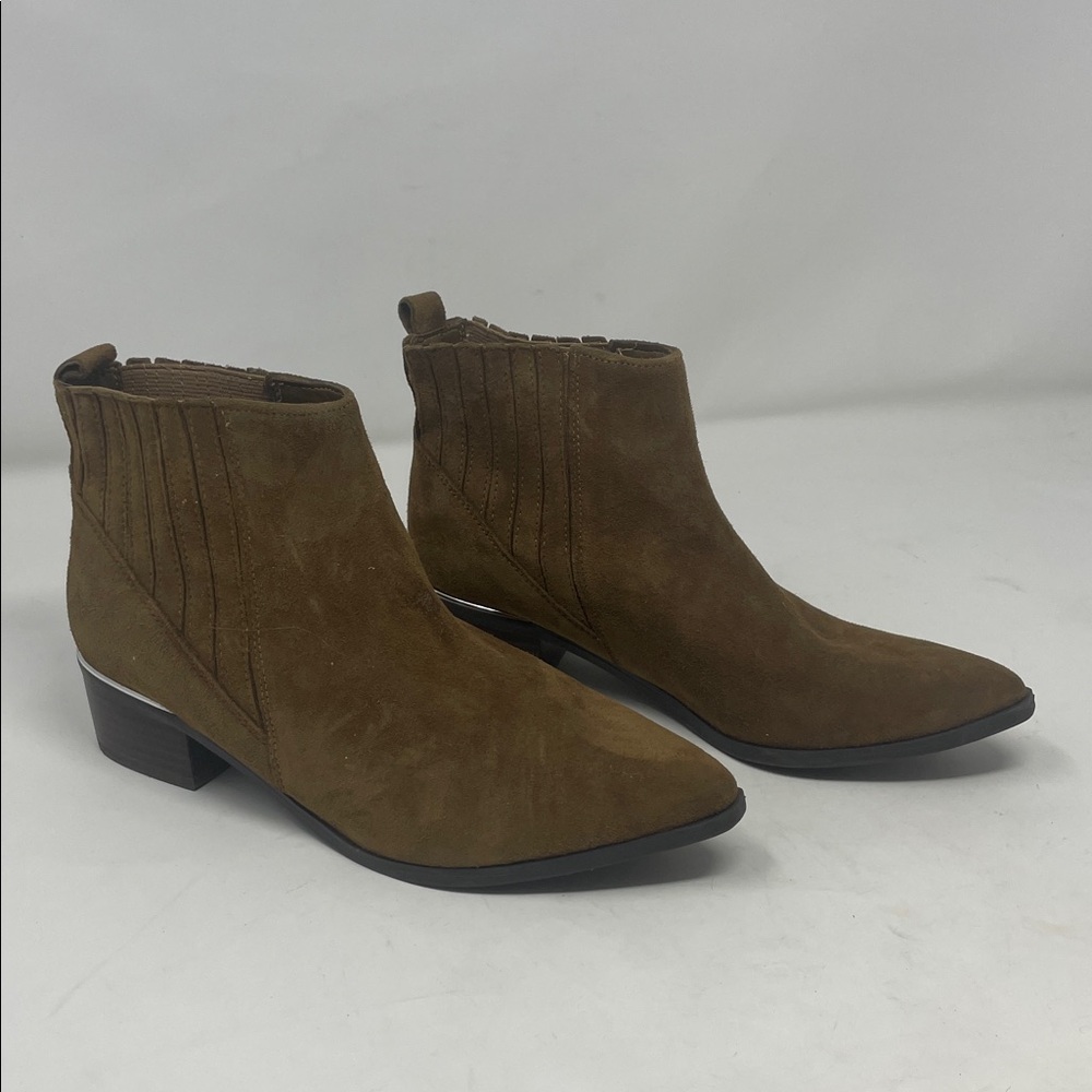 Marc Fisher Brown Suede Slip-On Ankle Boots Size 6.5 Excellent Condition
